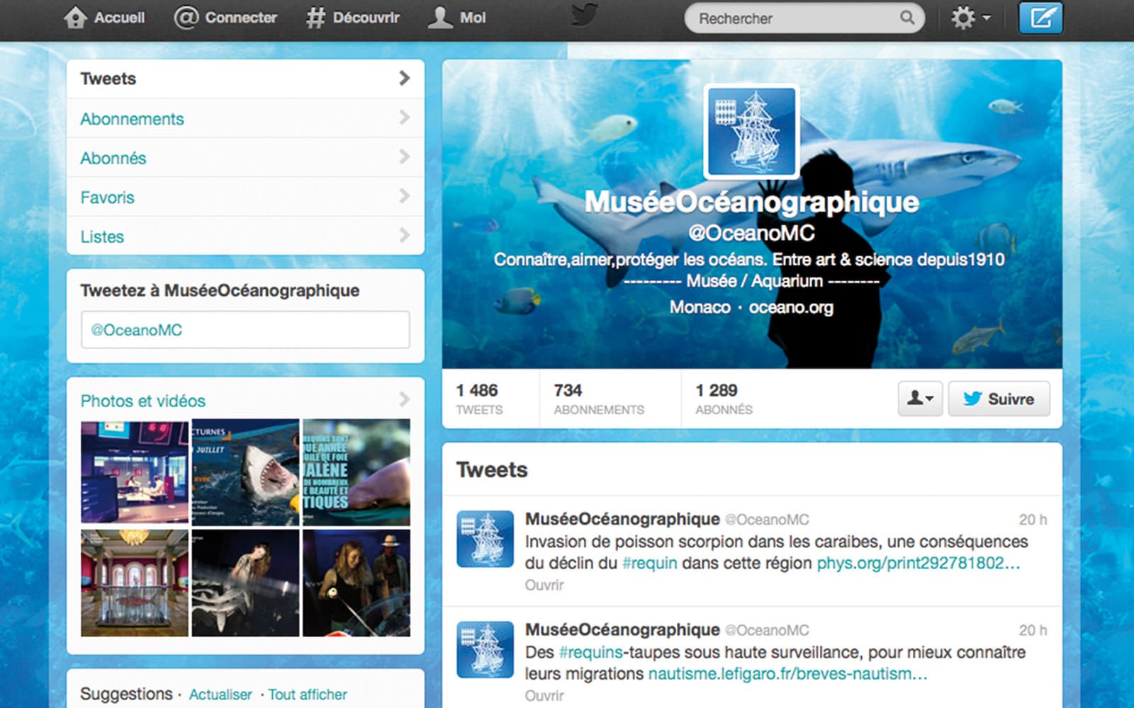 la page twitter du musée