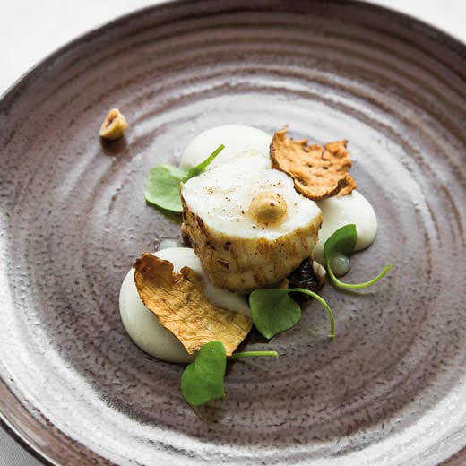 Mauro-Colagreco-Le-Mirazur-Lotte-topinambur-noisette-du-Piedmont