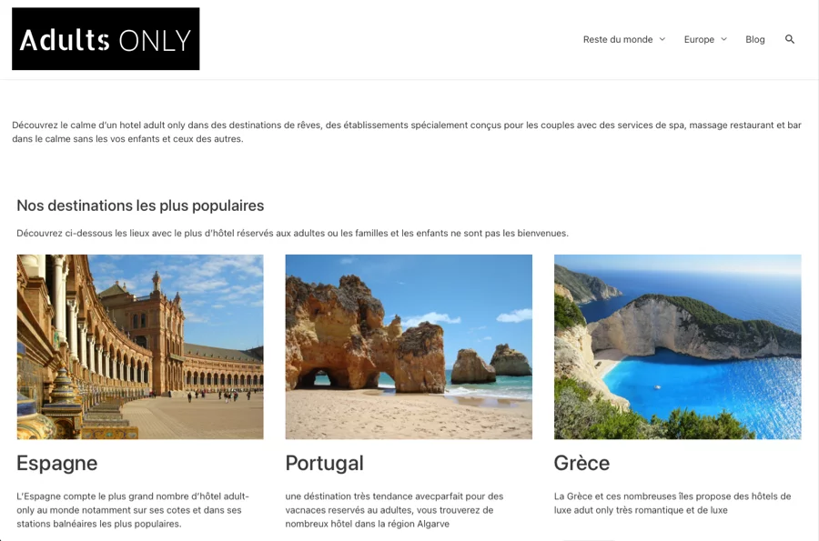 Adults only vacances